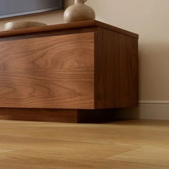 Turkish Walnut Veneer Low-Profile 4-Door TV Console