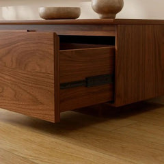 Turkish Walnut Veneer Low-Profile 4-Door TV Console