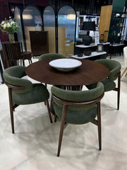 Nordic Natural Light Oak Rectangular Dining Table with 6 Matching Wooden Armchairs