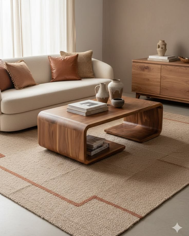 Japandi Curved Coffee Table