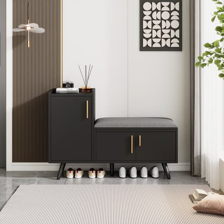 Matte Black Shoe Bench