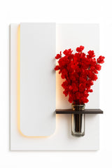 Minimalist LED Arch Backlit Wall Sconce with Glass Vase & Natural Dried Wheat Bundle
