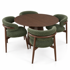 Nordic Natural Light Oak Rectangular Dining Table with 6 Matching Wooden Armchairs